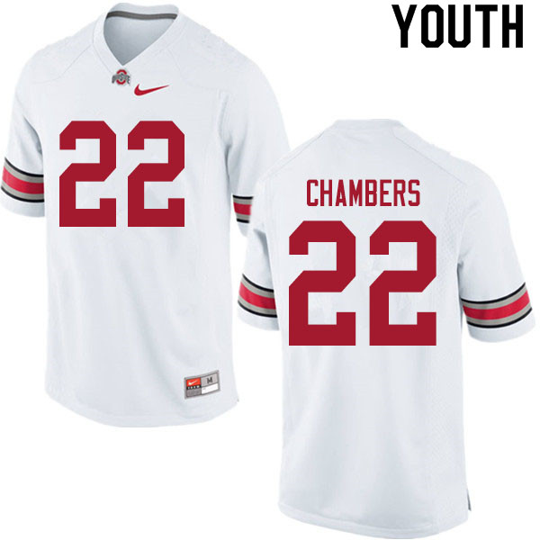 Ohio State Buckeyes Steele Chambers Youth #22 White Authentic Stitched College Football Jersey